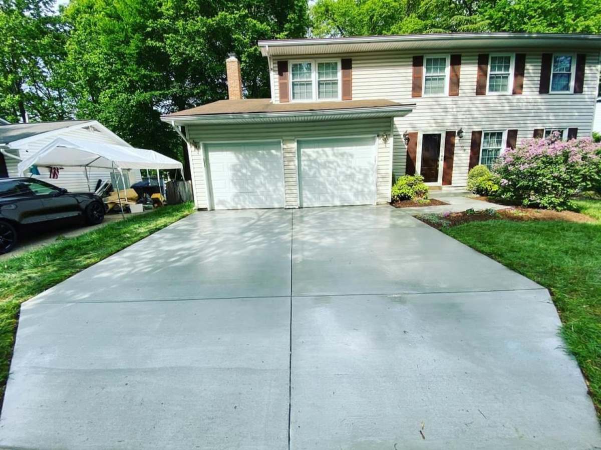 Completed concrete driveway